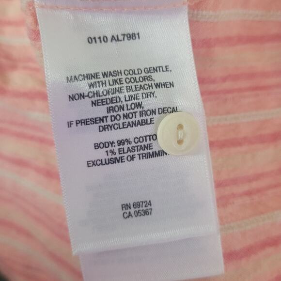 Small Columbia v-neck short sleeve bib bouse, pink and peach stripes - Picture 4 of 4